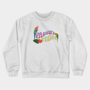 Funny Retro Wavy Font Tropical Bird Lover Macaw Parrot Mom Crewneck Sweatshirt